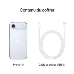 Apple iPhone Air - Apple A19 Pro Hexa-Core - 256 Go - Ecran Super Retina XDR OLED 6.5" - iOS 26 - Bleu ciel