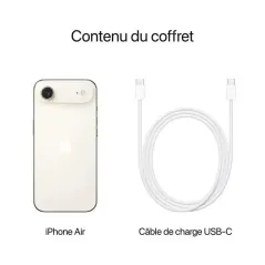 Apple iPhone Air - Apple A19 Pro Hexa-Core - 256 Go - Ecran Super Retina XDR OLED 6.5" - iOS 26 - Or Clair