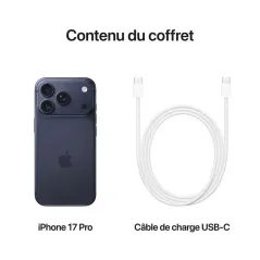 Apple iPhone 17 Pro - Apple A19 Pro Hexa-Core - 256 Go - Ecran Super Retina XDR OLED 6.3" - iOS 26 - Bleu Intense