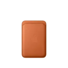 Apple Porte-cartes en tissage fin pour iPhone avec MagSafe - Signé Apple - tissu micro-sergé résistant - Roux orangé