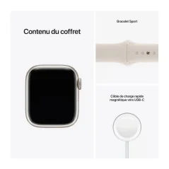 Apple Watch Séries 7 GPS + Cellulaire - Boîtier en aluminium - Lumière stellaire