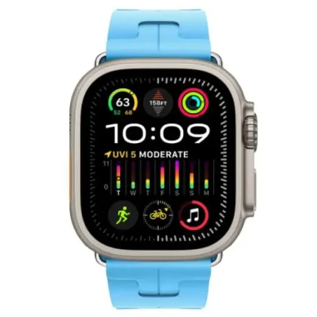 Apple Watch Ultra 2 GPS + Cellulaire - Boîtier Titane 49 mm - sport Kilim Bleu Céleste