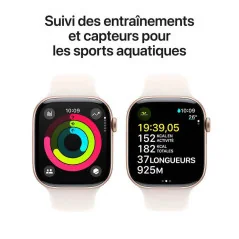 Apple Watch Series 10 GPS - Boîtier en aluminium Or Rose 42 mm - Bracelet sport
