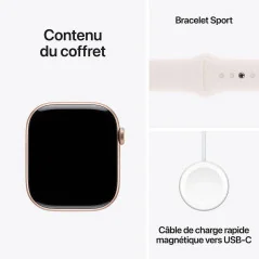 Apple Watch Series 10 GPS - Boîtier en aluminium Or Rose 42 mm - Bracelet sport