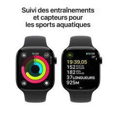 Apple Watch Series 10 GPS + Cellulaire - aluminium Noir de jais 46 mm - Bracelet sport