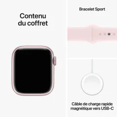 Apple Watch Series 9 GPS + Cellulaire - Boîtier en aluminium Rose 45 mm - sport