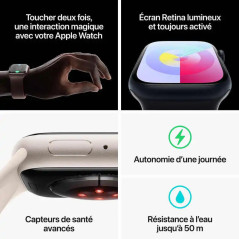 Apple Watch Séries 9 - GPS + Cellulaire - aluminium - Lumière stellaire - 41 mm - Bracelet sport