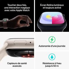 Apple Watch Séries 9 - GPS + Cellulaire - aluminium - Lumière stellaire - 41 mm - Bracelet sport