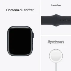 Apple Watch Series 7 GPS - Boîtier en aluminium minuit 45 mm - Bracelet sport