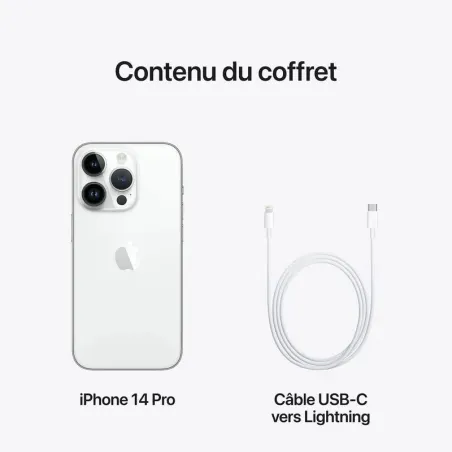 Apple iPhone 14 Pro - 512Go - 6,1 pouces - Poids 206g - Argent  - Garantie 1an