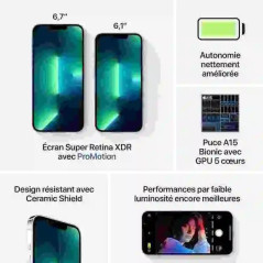 Apple iPhone 13 Pro Max - 512Go - 6,7 pouces - Poids 238g - Blanc - Garantie 1an