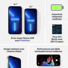 Apple iPhone 13 Pro Max - 1 To - 6,7 pouces - Poids 238g - Bleu - Garantie 1an