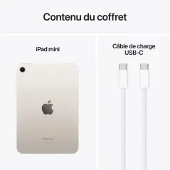 Apple iPad Mini A17 Pro (7ème) - 8,3 pouces - 256 Go - Wi-Fi 6E - Lumière Stellaire
