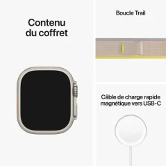 Apple Watch Ultra GPS + Cellulaire - Boîtier Titane 49mm - Boucle Trail Jaune / Beige