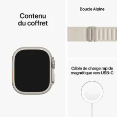 Apple Watch Ultra GPS + Cellulaire - Boîtier Titane 49mm - Boucle Trail - Stellaire