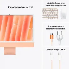 Apple iMac 24" Puce M4 256 Go SSD 16 Go RAM CPU 8 - GPU 8 cœurs Orange - Garantie 1 An