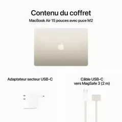 Apple MacBook Air 15.3'' - Puce M2 - 256 Go SSD - 8 Go RAM - Stellaire - Garantie 1 An