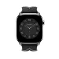 Apple Watch Bracelet Bride Équestre Hermès - Signé Apple - 46 mm - Couleur Simple Tour Bridon Noir/Gris