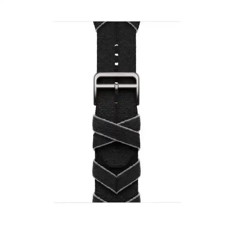 Apple Watch Bracelet Bride Équestre Hermès - Signé Apple - 46 mm - Couleur Simple Tour Bridon Noir/Gris