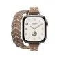 Apple Watch Bracelet Bride Équestre Hermès - Double Tour Bridon Attelage Beige - Weimar/Blanc 42 mm