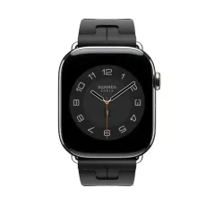 Apple Watch Bracelet sportif Hermès - Signé Apple Original - 46 mm - Forme de H - Couleur Simple Tour Kilim Noir