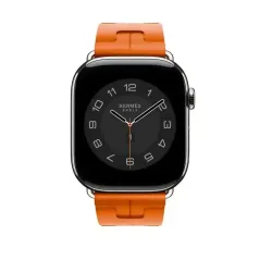 Apple Watch Bracelet Sportif Hermès - Signé Apple - 46 mm - Forme H - Couleur Simple Tour Kilim Orange