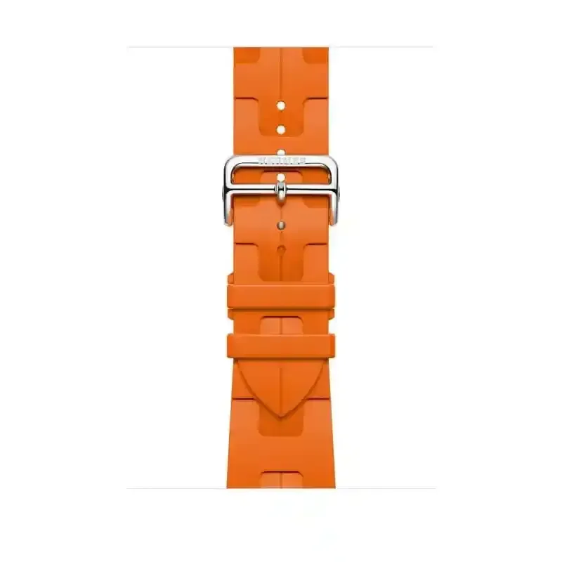 Apple Watch Bracelet Sportif Hermès - Signé Apple - 46 mm - Forme H - Couleur Simple Tour Kilim Orange