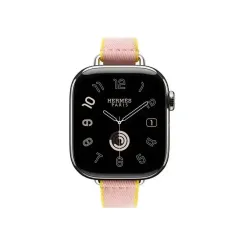 Apple Watch Bracelet Hermès - 42 mm - Couleur Simple Tour Twill Jump Attelage Rose Sakur