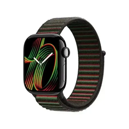 Bracelet Apple Watch 40mm - Signé Apple - Boucle Sport Black Unity Rhythm 42 mm