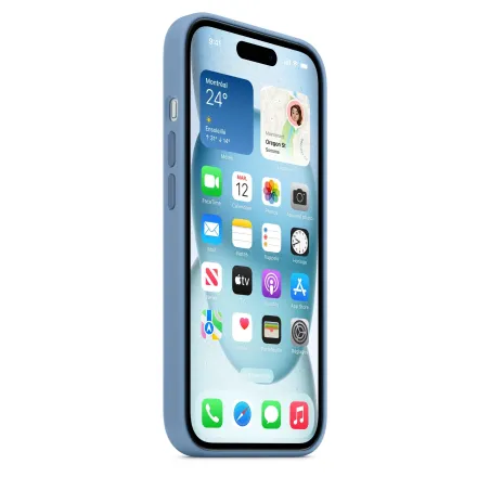 Apple Accessoire - Étui Original - Étui en silicone avec MagSafe pour iPhone 15 Plus - Bleu hivernal