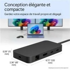 Microsoft Station d’accueil Surface USB4 entreprises compatible Windows, macOS - Noir
