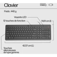 HP 150 Souris et clavier USB Type-A filaires - 1600 ppp - Course de touches extra-courtes