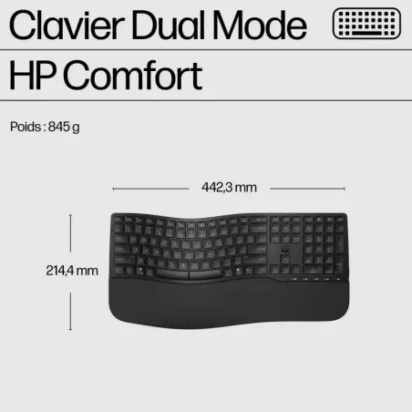 HP 685 Combo Clavier AZERTY et souris sans fil comfort 2,4 GHz - Bluetooth® - 10 m en zone ouverte - Noir