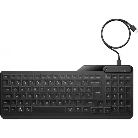 HP 405 Clavier AZERTY multi-appareil fin, confortable, rétroéclairé et silencieux - USB Type-A & Type-C - Noir