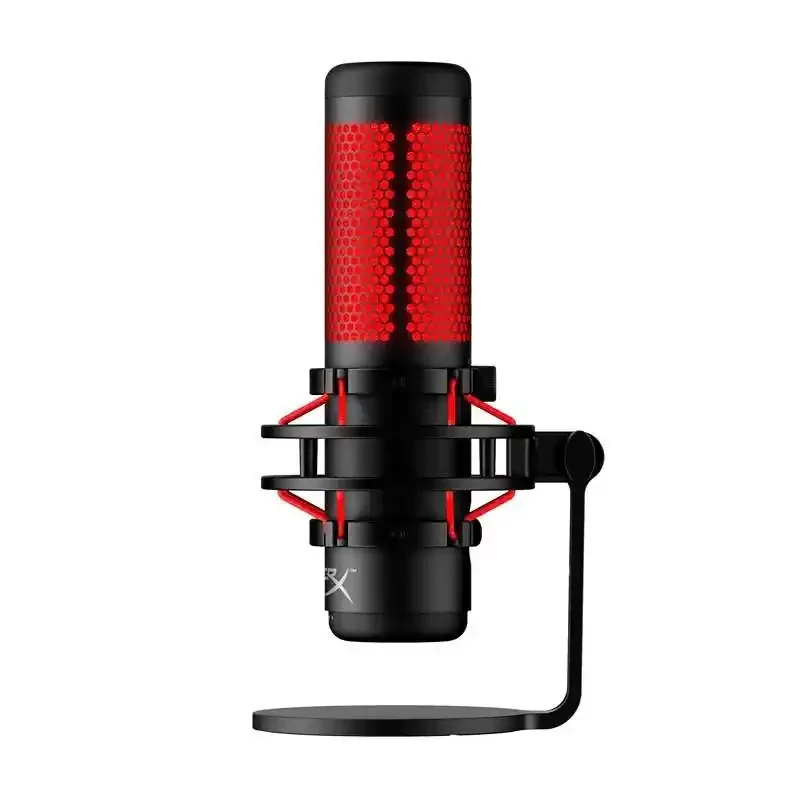 HyperX QuadCast - microphone USB - Éclairage rouge - anti-vibration - Rouge Noir