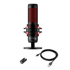 HyperX QuadCast - microphone USB - Éclairage rouge - anti-vibration - Rouge Noir